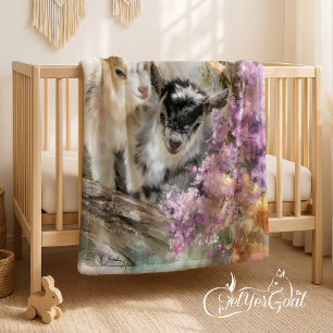 Baby Goats in Autumn Foliage 6 Fleece Blanket