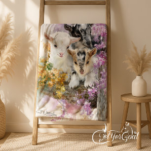 Baby Goats in Autumn Foliage 7 Fleece Blanket