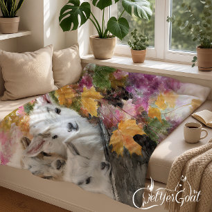 Baby Goats in Autumn Foliage 8 Fleece Blanket