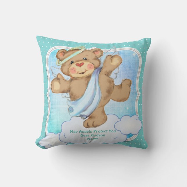 Baby Godson Godchild Gift Communion Baptism Angel Cushion (Front)