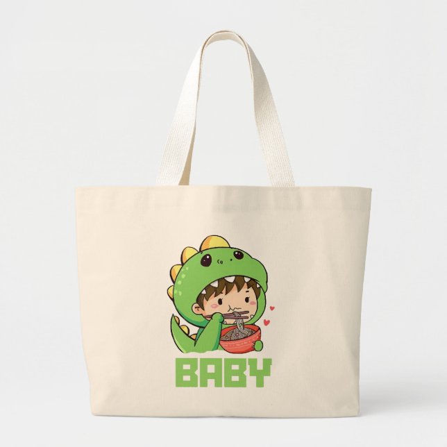baby godzilla large tote bag (Front)