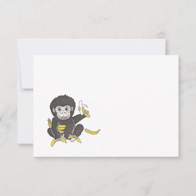 Baby Gorilla Any Occasion Flat Note Card (Front)