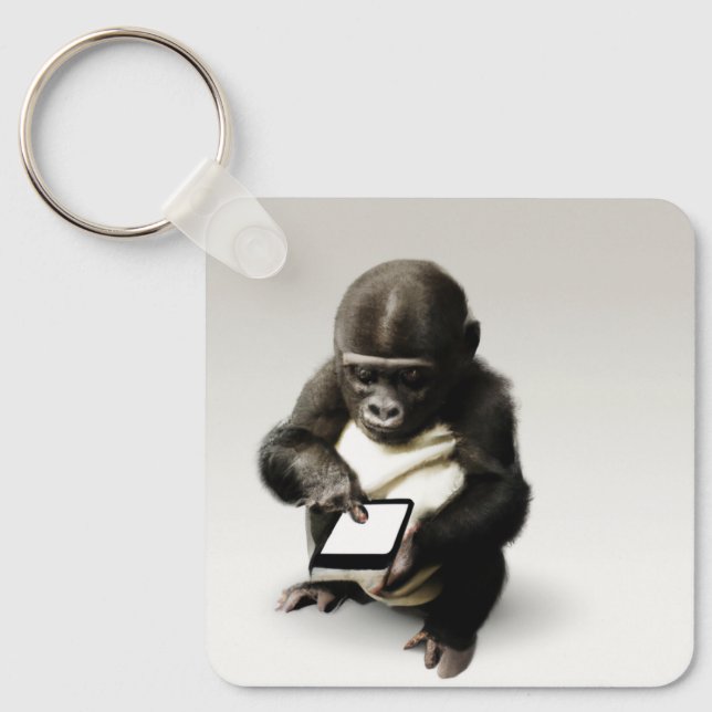 Baby gorilla Keyholder / Chibi Gorilla Key Holder  Ring (Front)