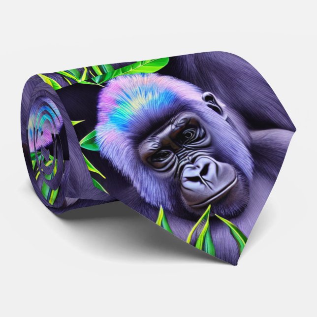 Baby Gorilla Pattern Tie (Rolled)