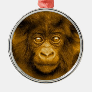 Baby Gorilla Sepia Colour Christmas Ornament