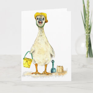 Baby Gosling on the Beach Holiday Card