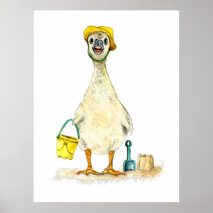 Baby Gosling on the Beach Poster
