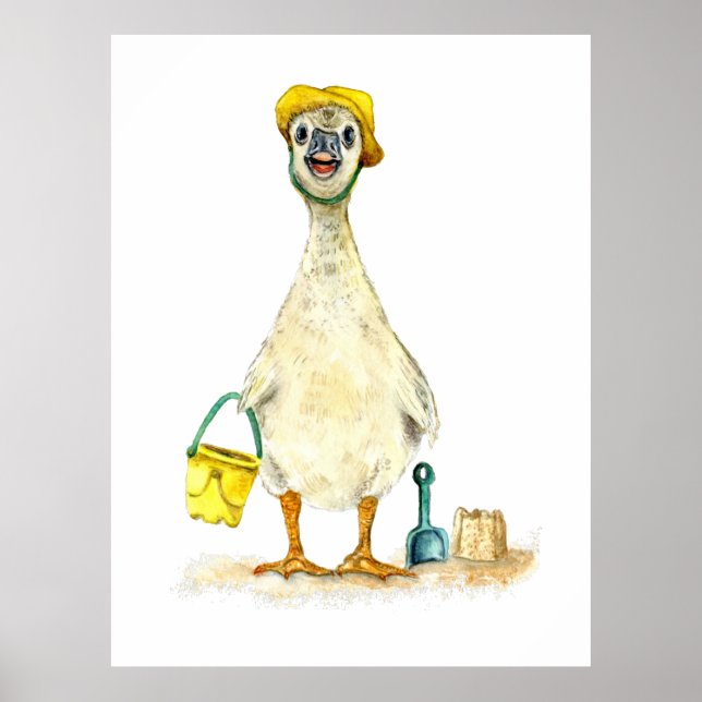 Baby Gosling on the Beach Poster (Front)