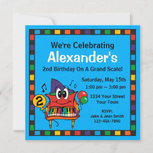 Baby Grand Piano 2nd Birthday Custom Invitation