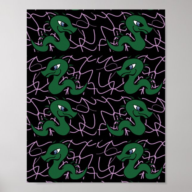 Baby green dragon pattern poster (Front)