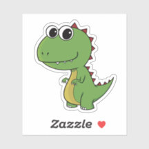 Baby green happy toothy cheeky dinosaur sticker