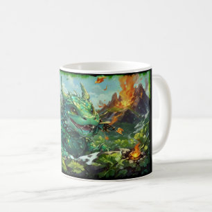 Baby Green Hawaiian Fire Dragon & Volcanoes Coffee Mug