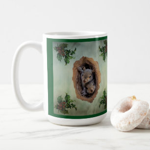 Baby Grey Squirrels Christmas Coffee Mug