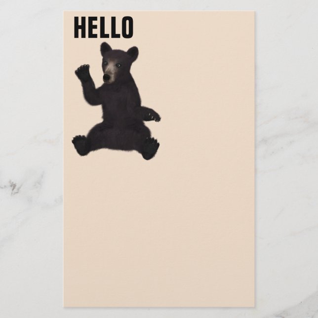 BABY GRIZZLY BEAR HELLO STATIONERY (Front)