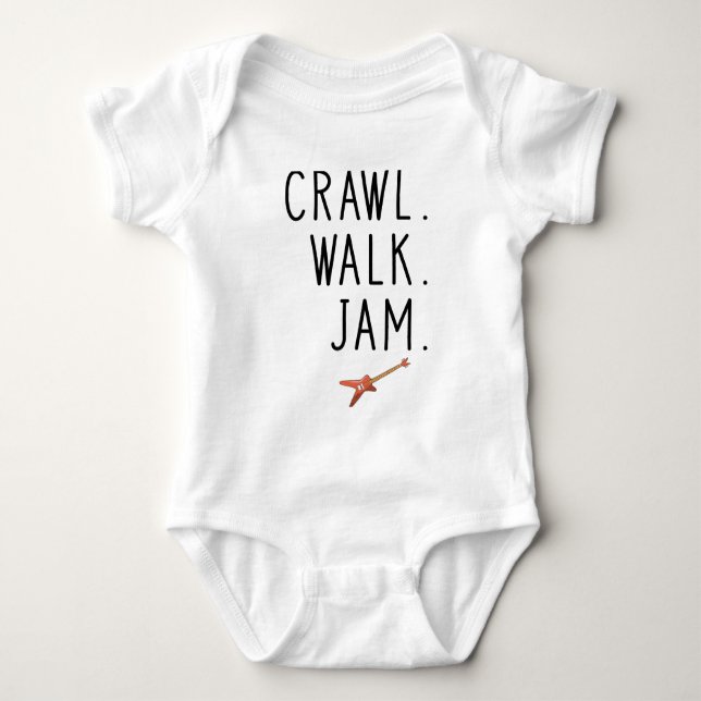 Baby Guitar Rock Music - Crawl Walk Jam Guitar Bodysuit (Front)