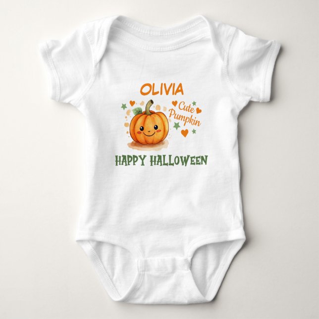 Baby Halloween Cute Pumpkin  Bodysuit (Front)