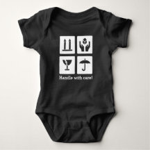 Baby "Handle with care" Jersey Bodysuit, black