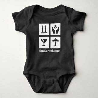 Baby "Handle with care" Jersey Bodysuit, black Baby Bodysuit