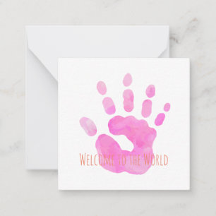 Baby Handprint Welcome to the World Watercolor Art Card