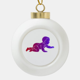 baby happy ceramic ball christmas ornament