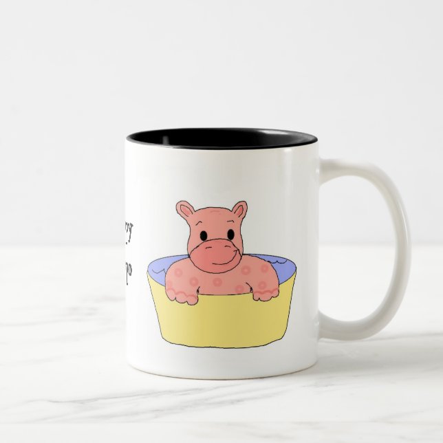 Baby  Happy Hippo Two-Tone Coffee Mug (Right)