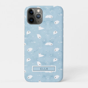 baby harbor seal patter in sage blue iPhone 11 pro case