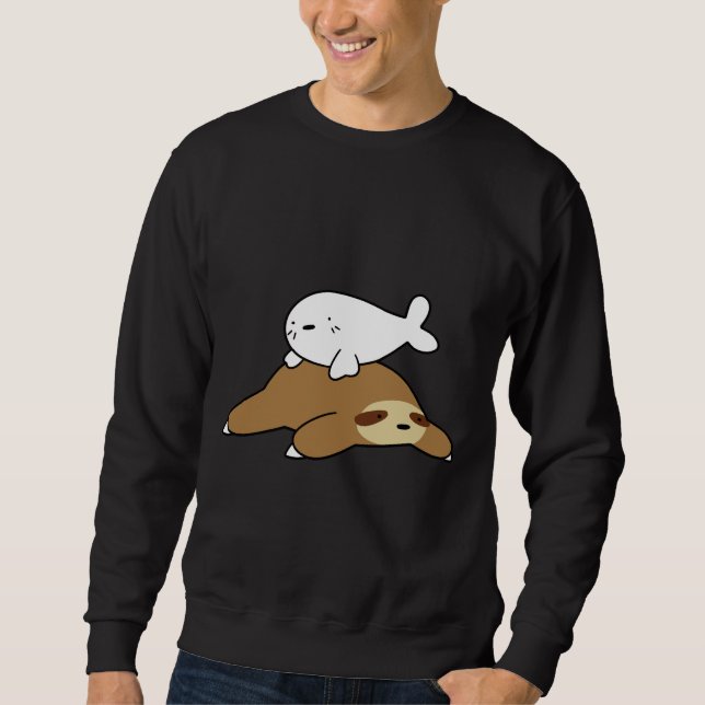 Baby Harp Seal And Sloth Sweatshirt (Front)