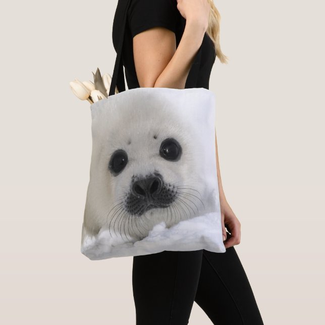 Baby Harp Seal Tote Bag (Close Up)