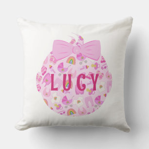 Baby Head Baby Girl Pink Pattern Throw Pillow