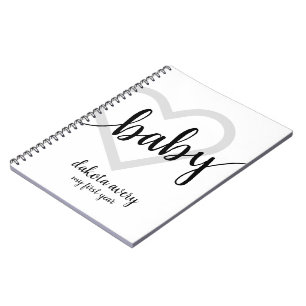 Baby Heart   Classic Black Flourish Script Notebook