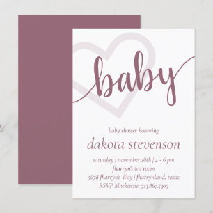 Baby Heart Desert Rose Flourish Shower or Reveal Invitation