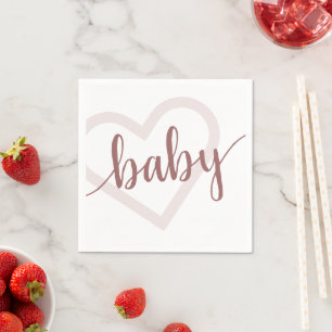 Baby Heart   Desert Rose Taupe Flourish Script Napkin