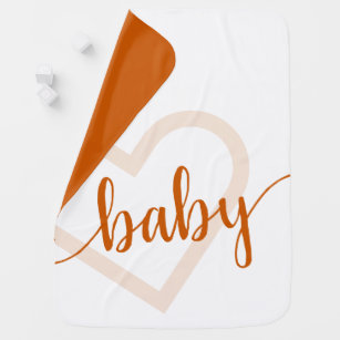 Baby Heart   Fall Burnt Orange Flourish Script Baby Blanket