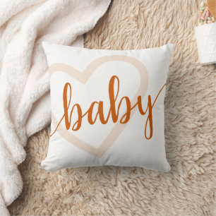 Baby Heart Fall Burnt Orange Flourish Script Cushion