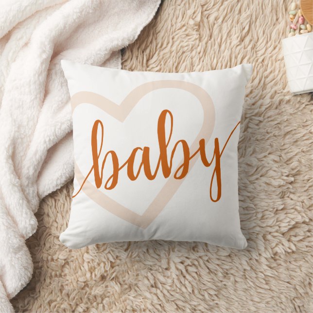 Baby Heart | Fall Burnt Orange Flourish Script Cushion (Blanket)