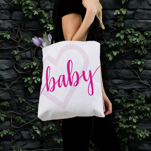 Baby Heart   Hot Pink Magenta Flourish Script Tote Bag