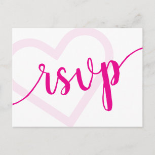Baby Heart Hot Pink Shower or Reveal RSVP Entree Postcard