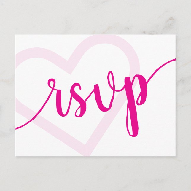 Baby Heart | Hot Pink Shower or Reveal RSVP Entree Postcard (Front)