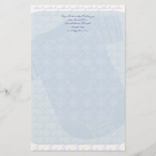 Baby Heart Rattle Argyle Onsie Baby Blue Stationery