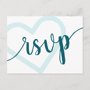 Baby Heart   Teal Dark Midnight Green RSVP Meal Postcard