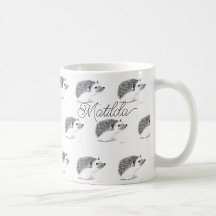 Baby hedgehog cute animal watercolor black coffee  mug