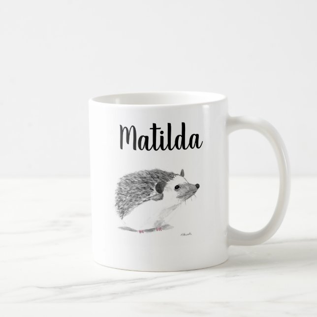 Baby hedgehog cute animal watercolor black coffee mug (Right)