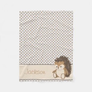 Baby Hedgehog & Diamonds  Personalised Fleece Blanket