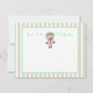 Baby Hedgehog on Pastel Candy Stripes Pink & Mint Card
