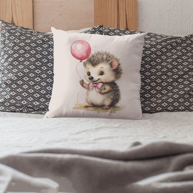 Baby Hedgehog Pink Balloon Girls Cushion (Creator Uploaded)