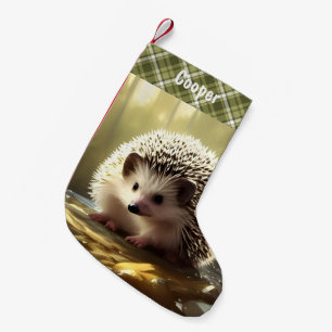 Baby Hedgehog Wildlife Portrait Personalized  Small Christmas Stocking