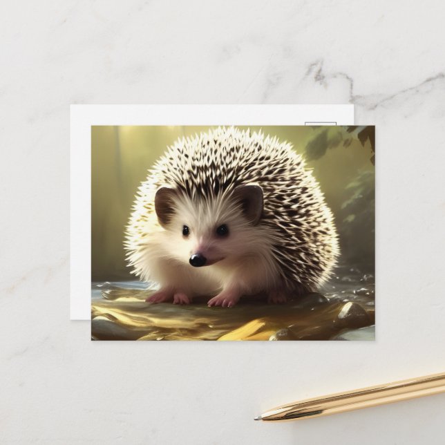 Baby Hedgehog Wildlife Portrait   Postcard (Front/Back In Situ)