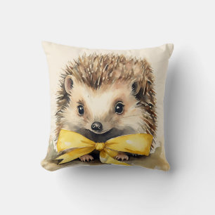 Baby Hedgehog Yellow Bow Gender Neutral Cushion