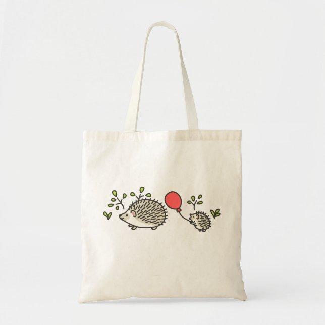 Baby Hedgehog's Red Balloon Tote Bag (Front)