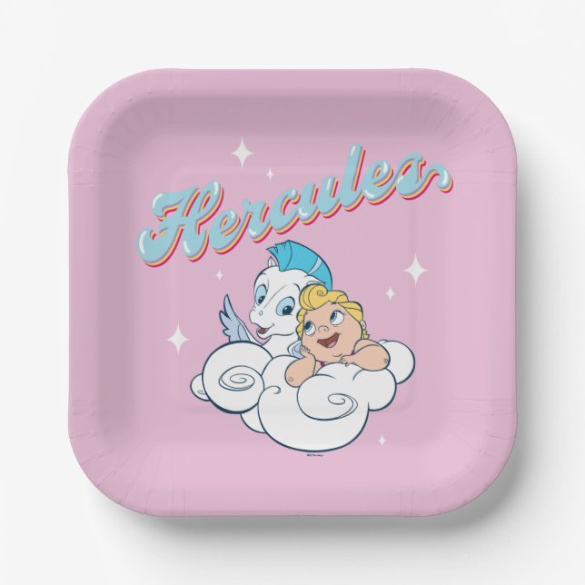 Baby Hercules and Pegasus on a Cloud Paper Plates (Front)